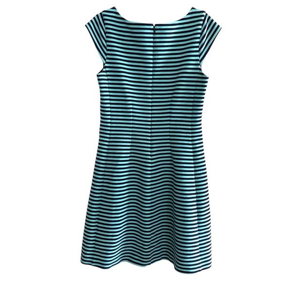 LILLY PULITZER ~ BRIELLA Fit and Flare Dress Navy & Turquoise Stripe Sz M - Picture 4 of 10